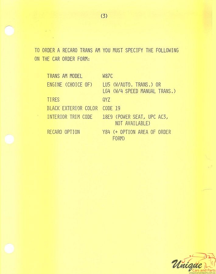1982 Pontiac Firebird Trans-Am Recaro Brochure Page 4